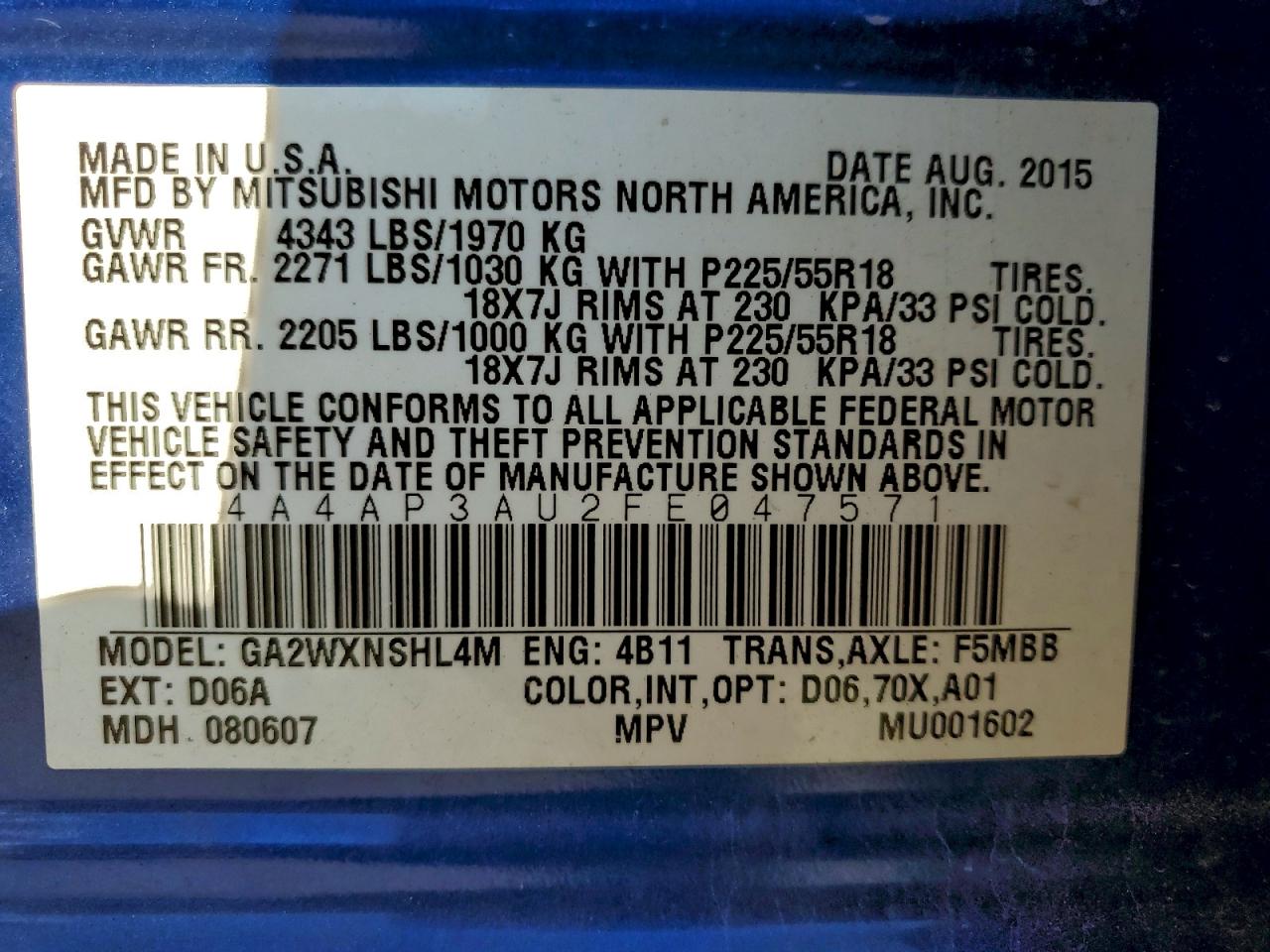 2015 MITSUBISHI OUTLANDER SPORT ES photo 14