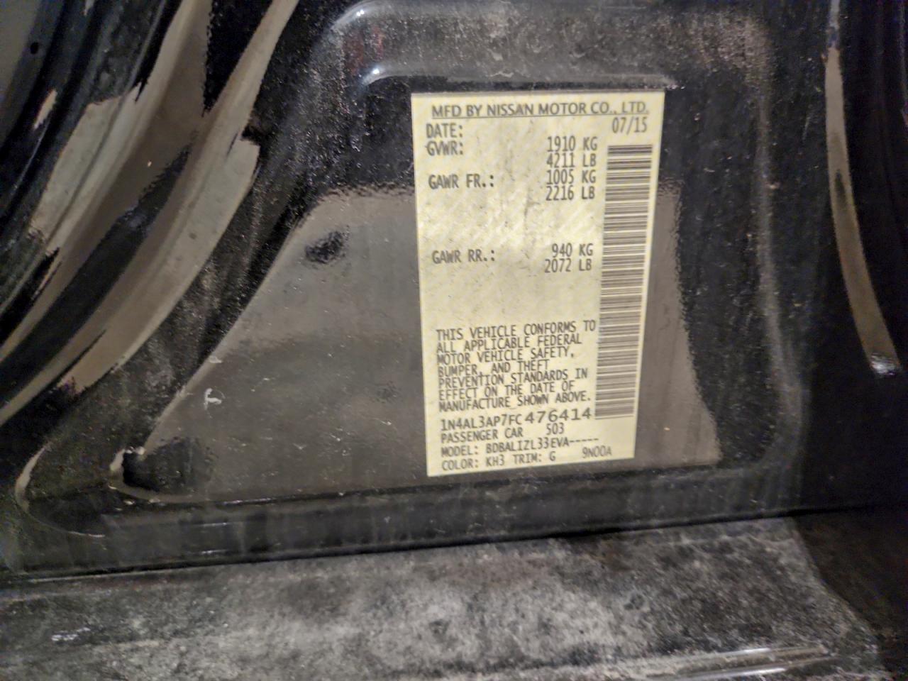 2015 NISSAN ALTIMA 2.5 photo 12