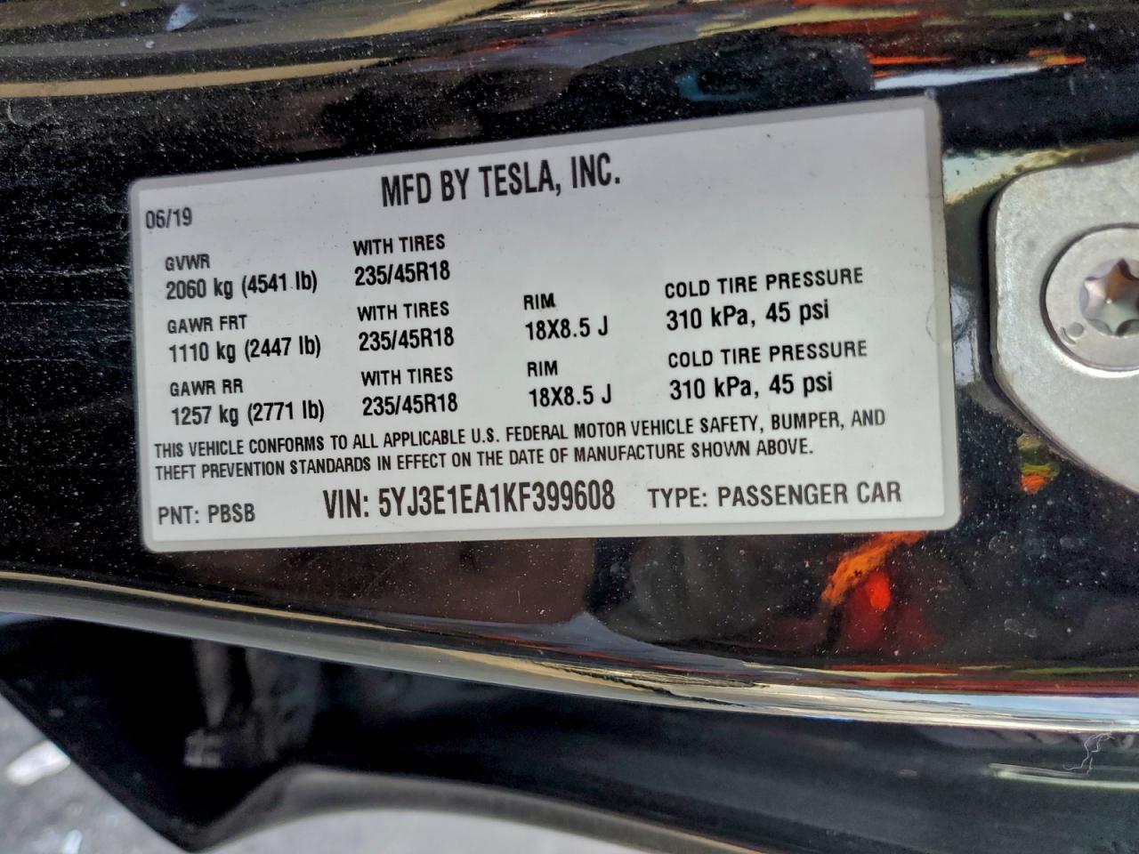 2019 TESLA MODEL 3 photo 12