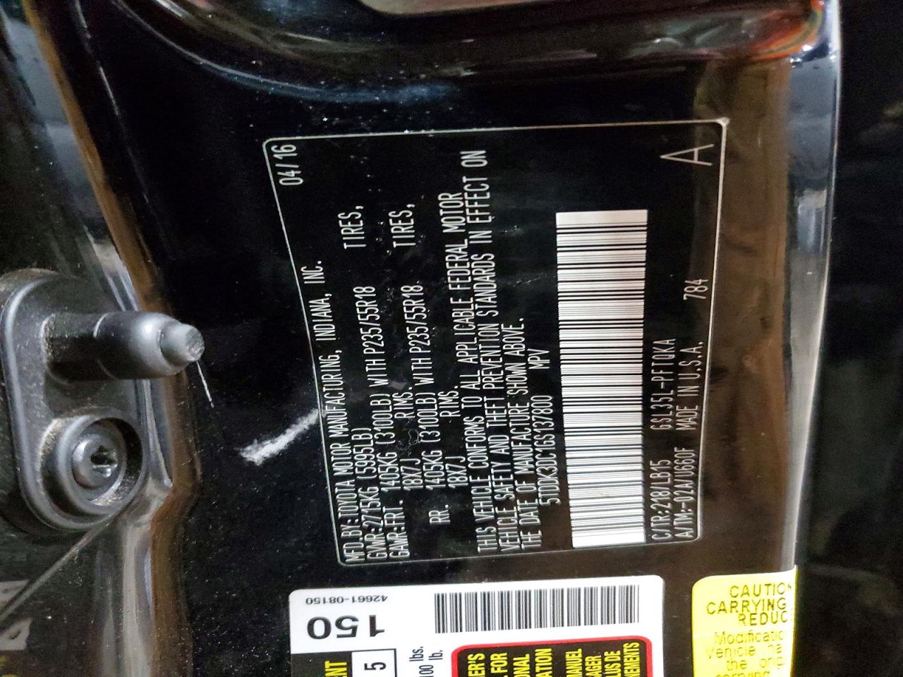 2016 TOYOTA SIENNA XLE photo 14