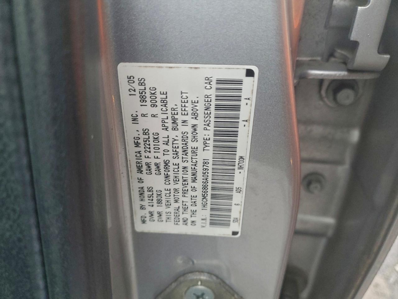 2006 HONDA ACCORD EX photo 12