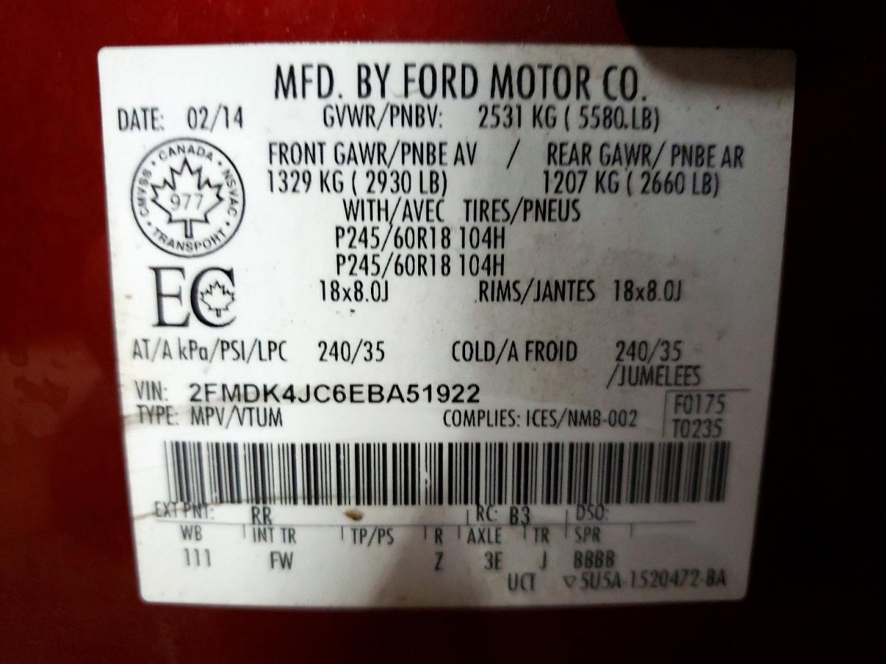 2014 FORD EDGE SEL photo 13