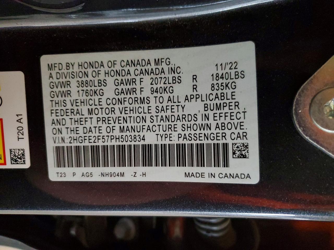 2023 HONDA CIVIC SPORT photo 13