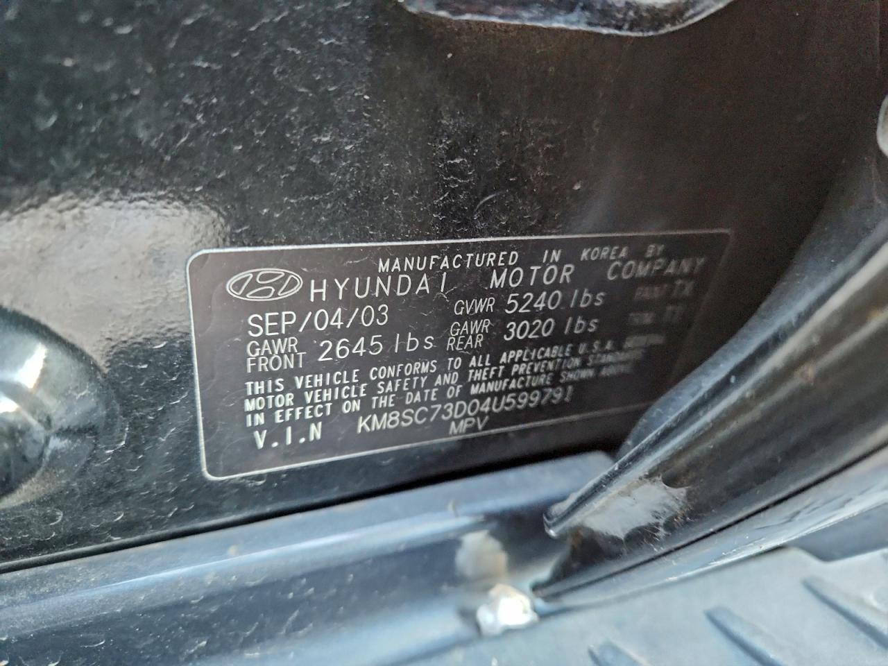 2004 HYUNDAI SANTA FE GLS photo 13