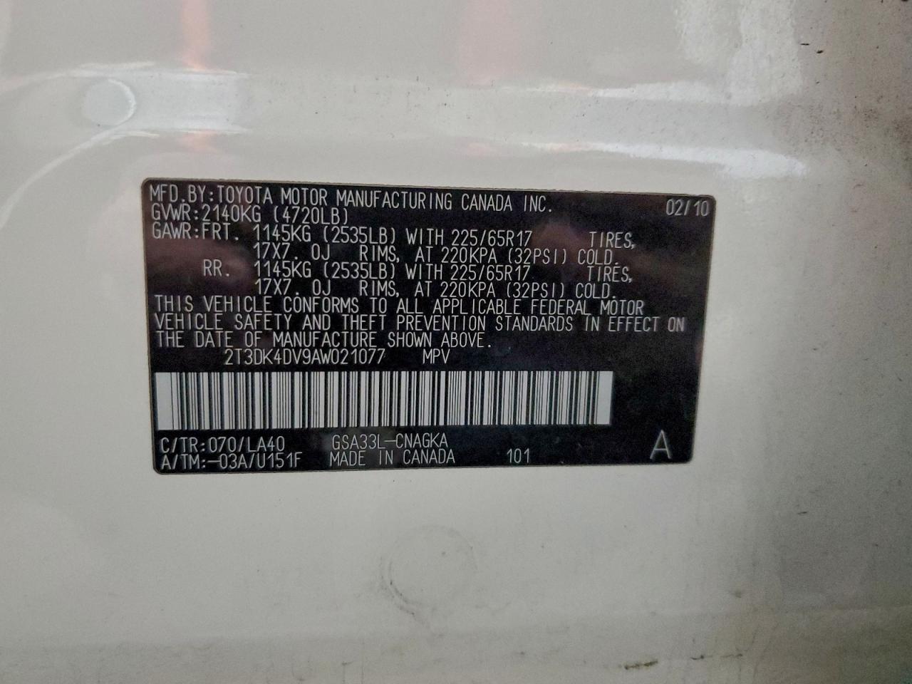 2010 TOYOTA RAV4 LIMITED photo 12
