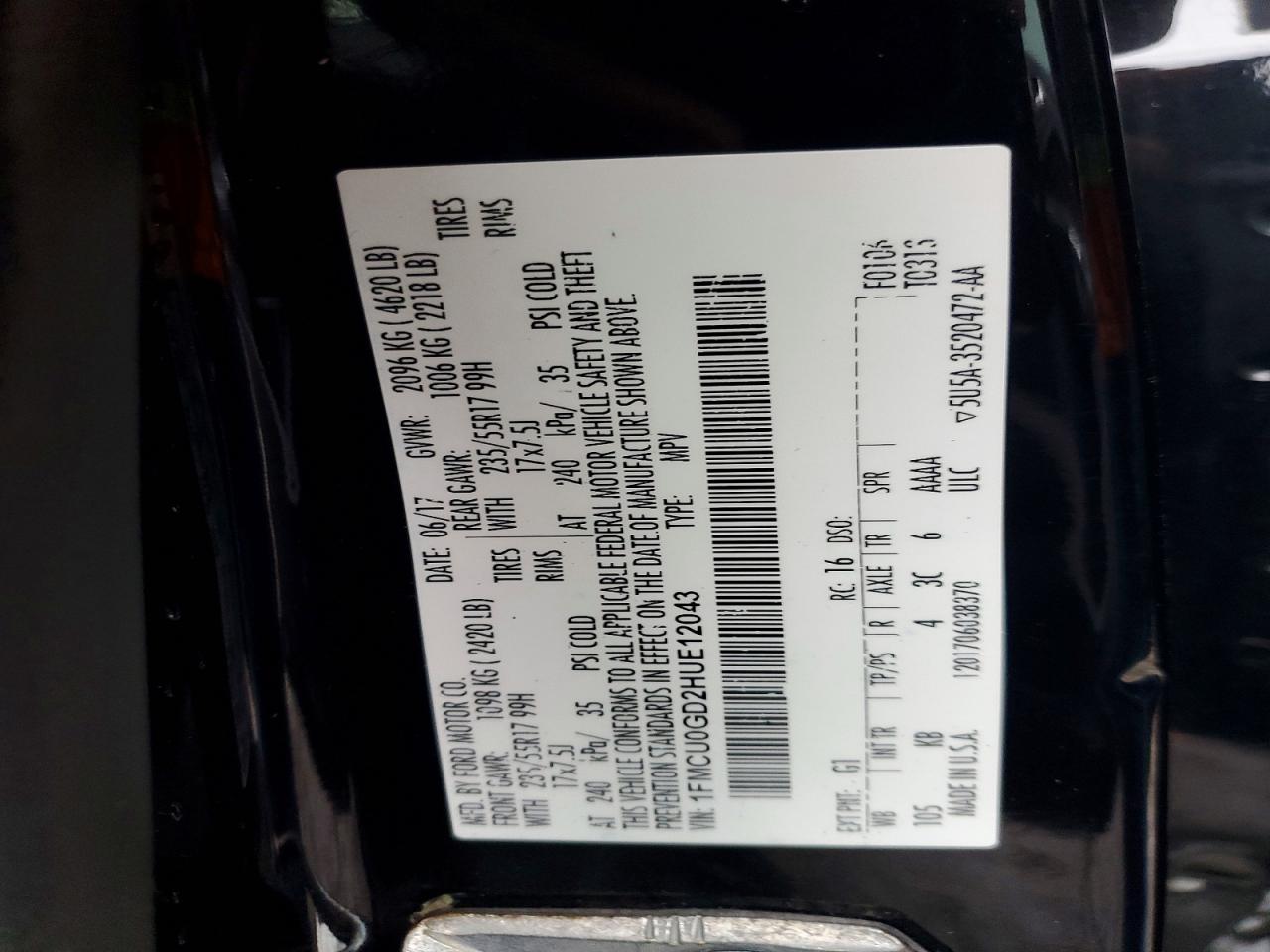 2017 FORD ESCAPE SE photo 13