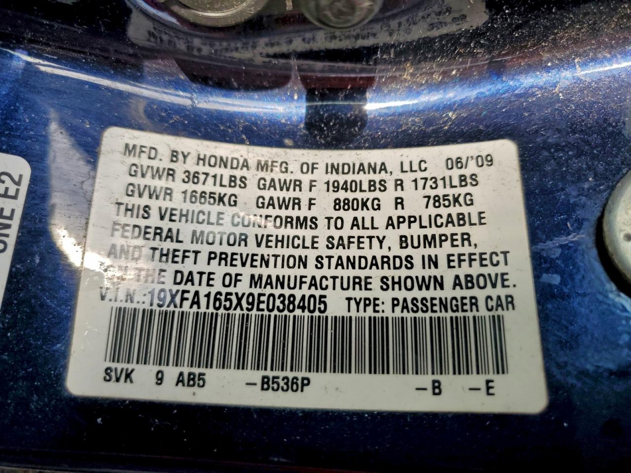 2009 HONDA CIVIC LX photo 12