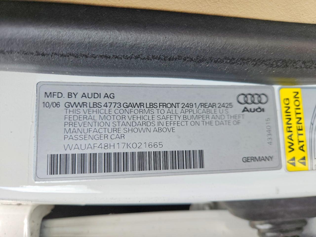 2007 AUDI A4 2.0T CABRIOLET photo 12