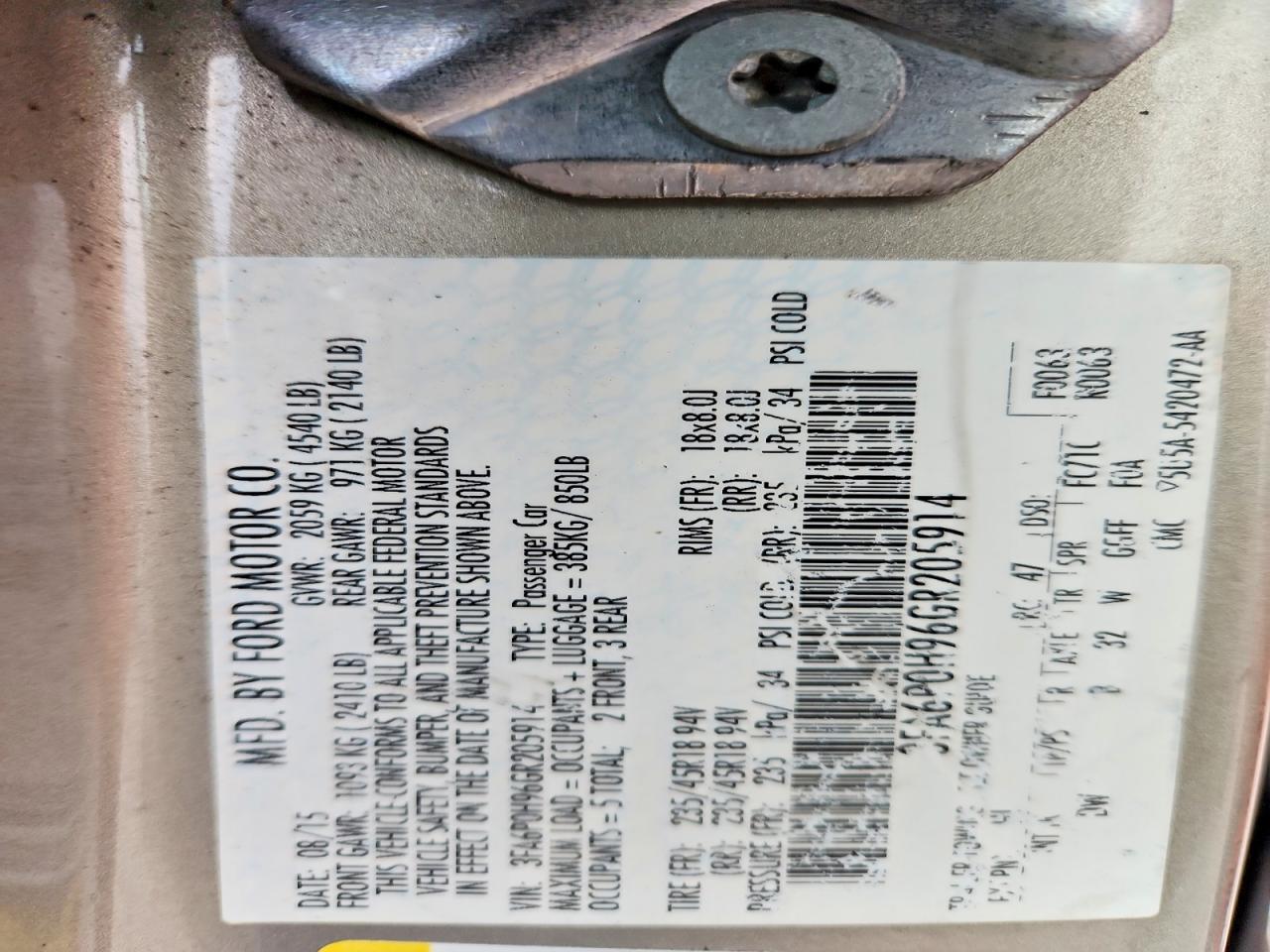 2016 FORD FUSION SE photo 12