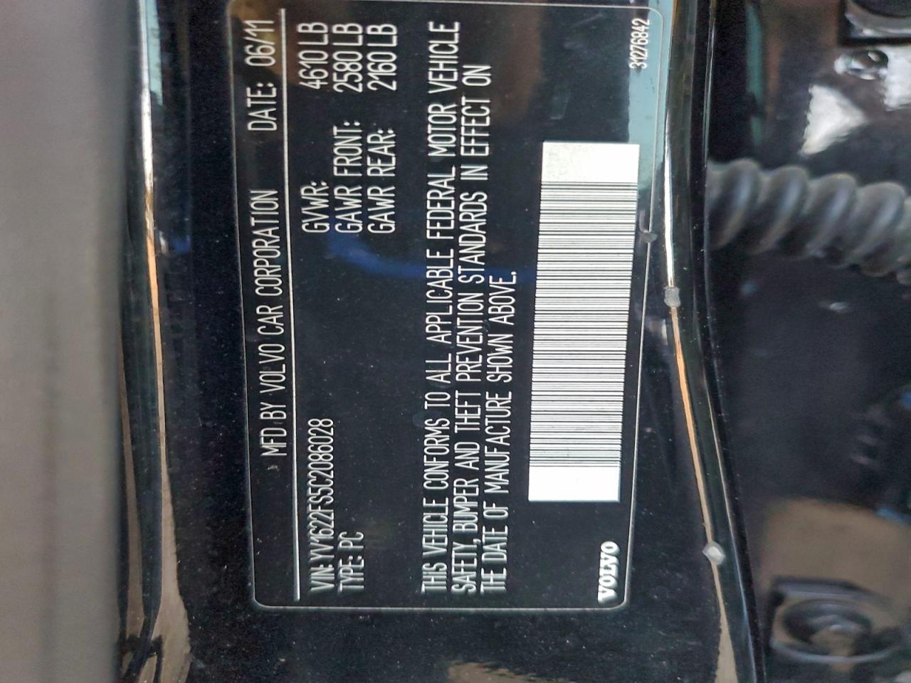 2012 VOLVO S60 T5 photo 12