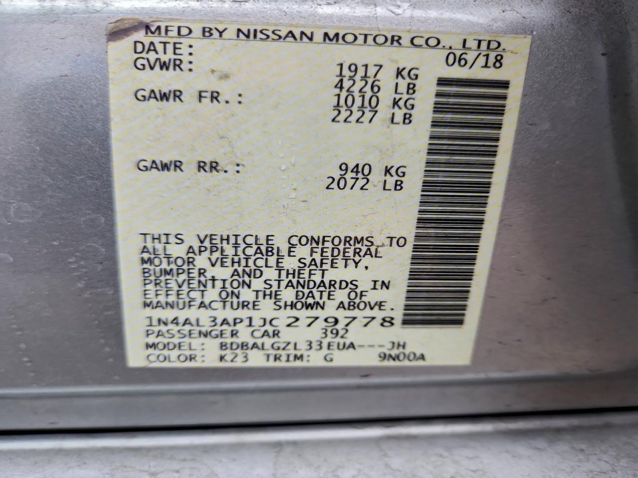 2018 NISSAN ALTIMA 2.5 photo 12
