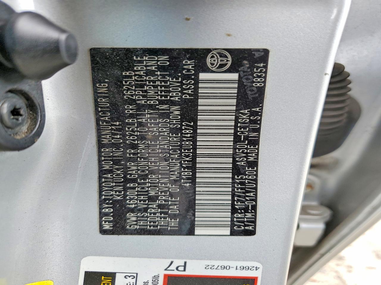 2014 TOYOTA CAMRY L photo 12