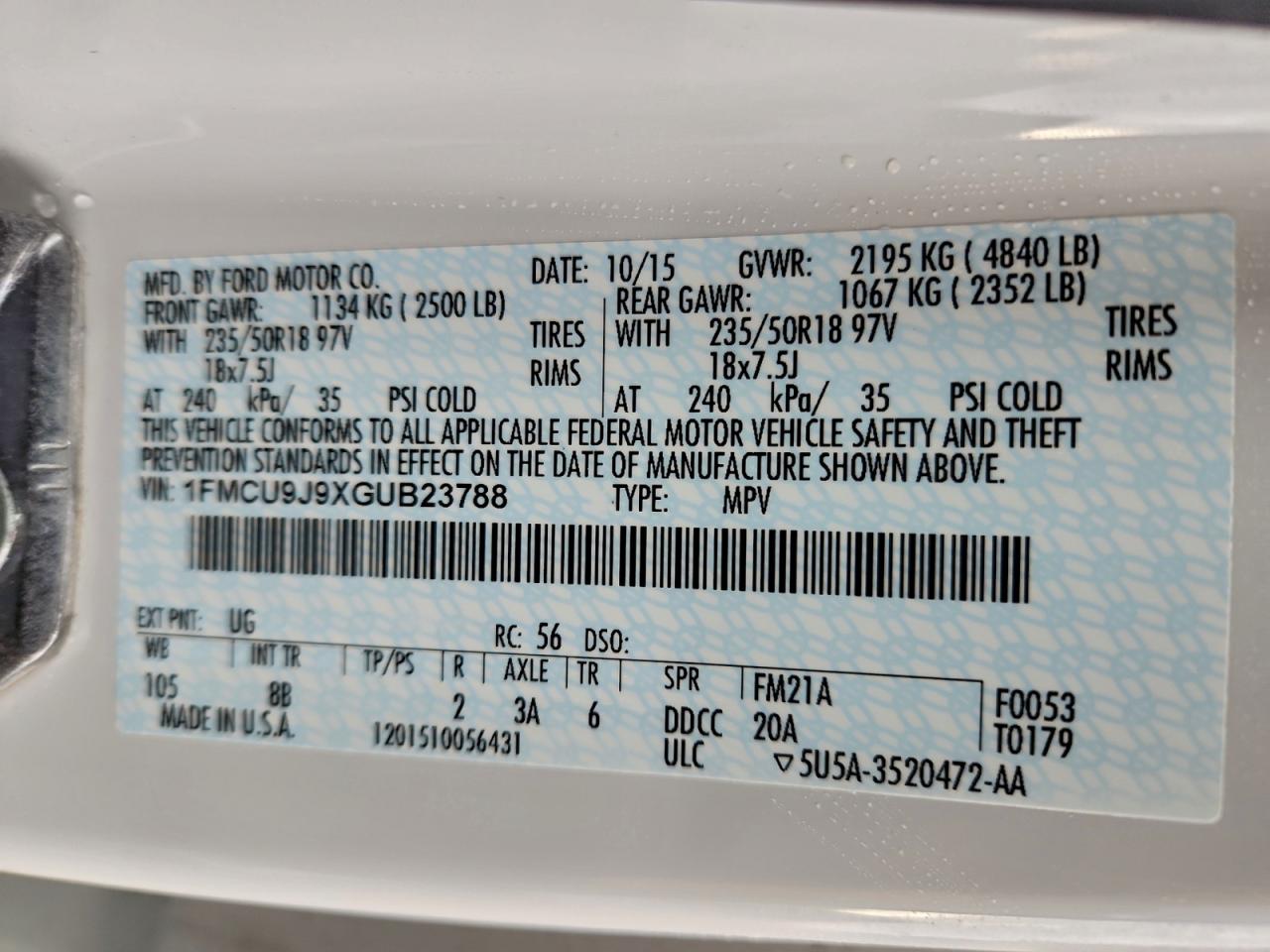 2016 FORD ESCAPE TITANIUM photo 13