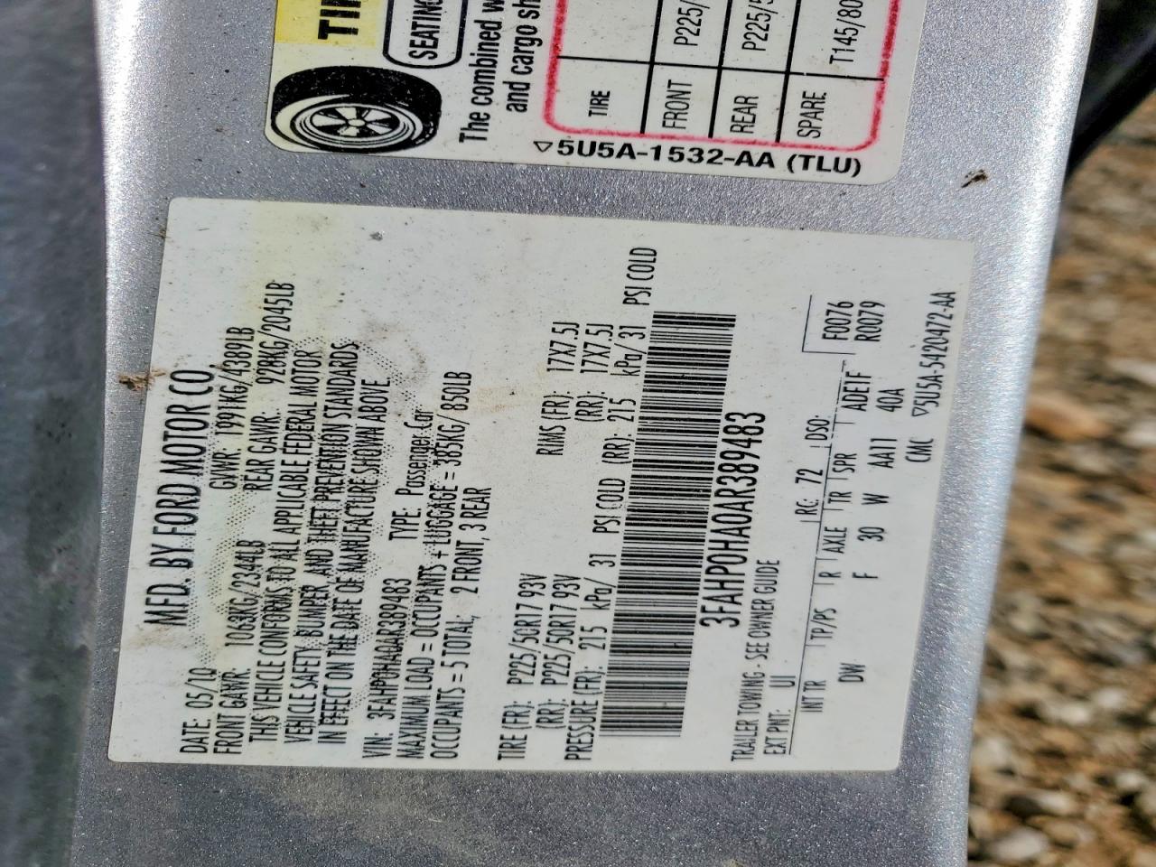 2010 FORD FUSION SE photo 12
