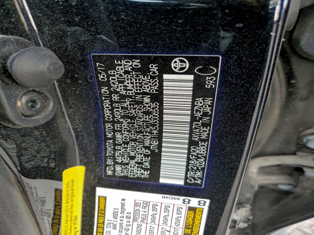 2018 TOYOTA CAMRY L photo 12