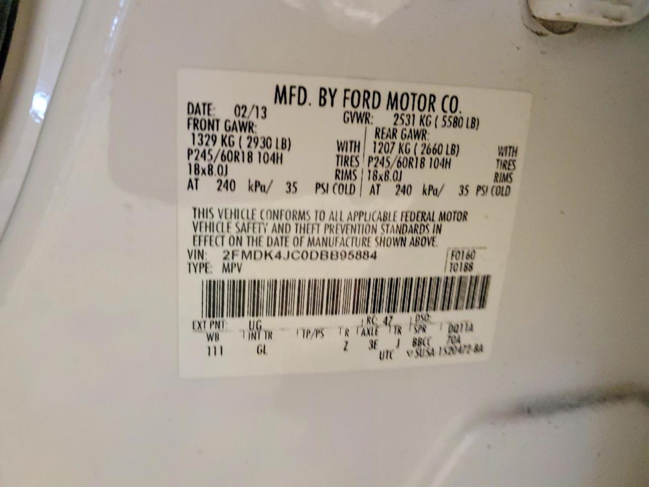 2013 FORD EDGE SEL photo 13