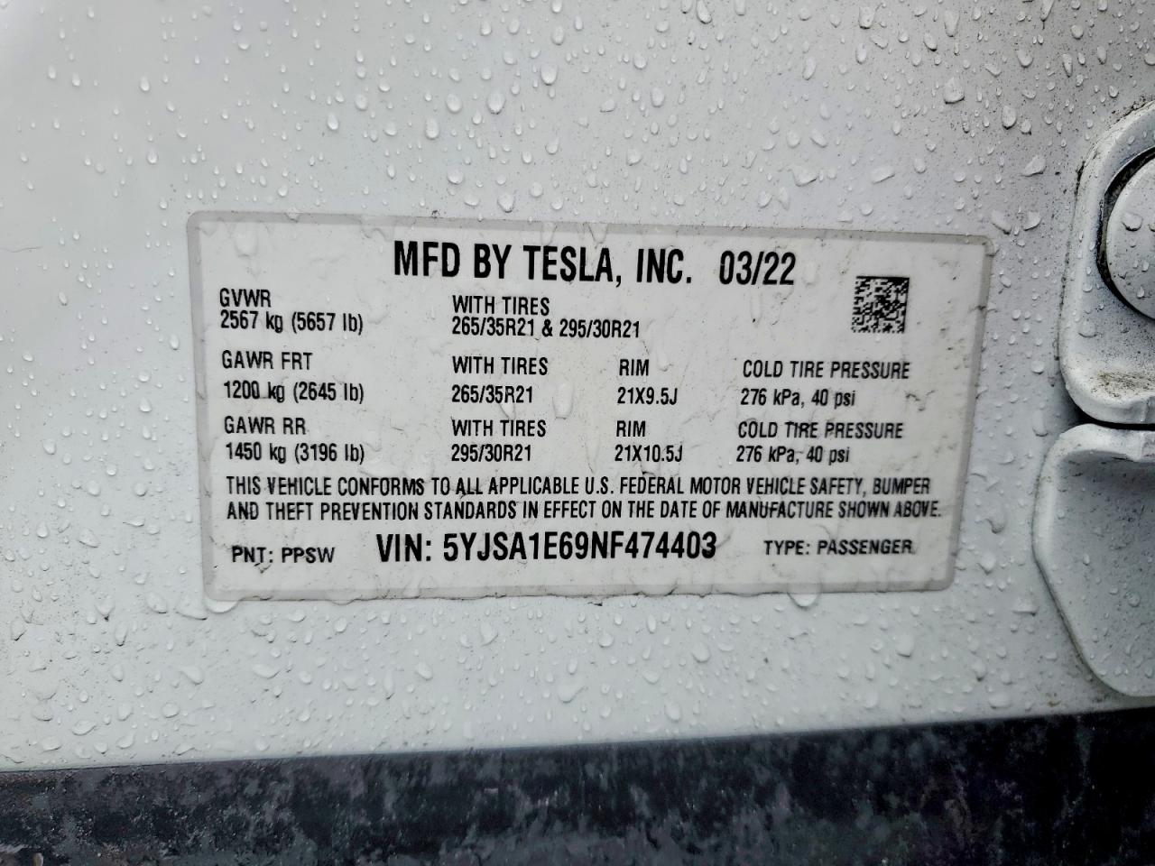 2022 TESLA MODEL S photo 12
