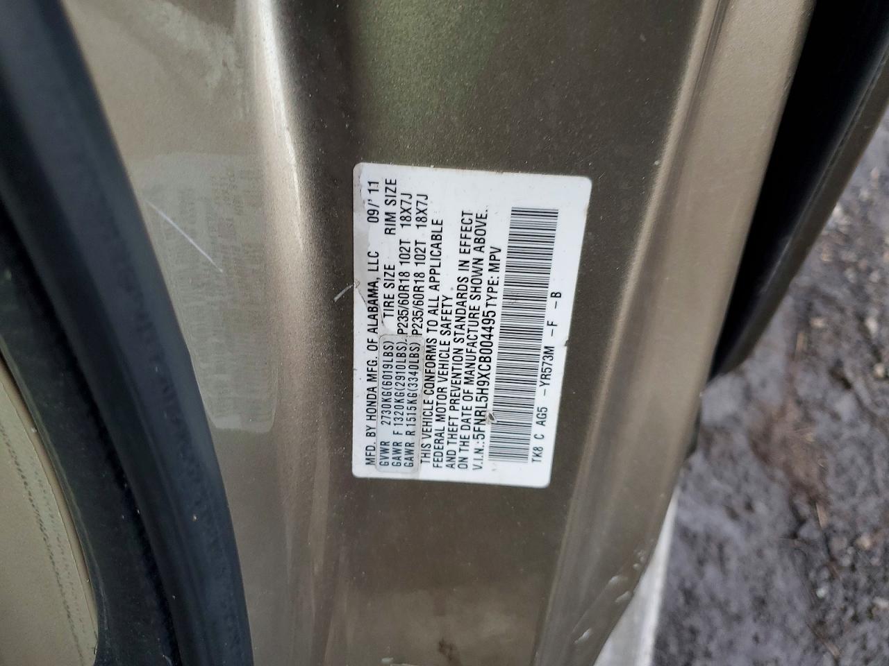 2012 HONDA ODYSSEY TOURING photo 13