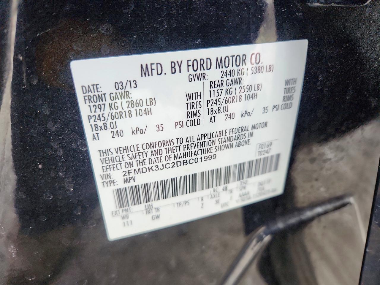 2013 FORD EDGE SEL photo 13
