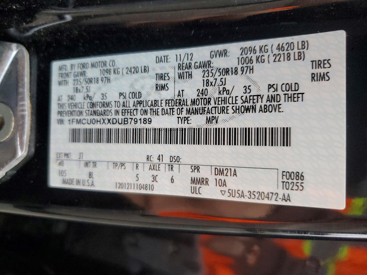 2013 FORD ESCAPE SEL photo 13