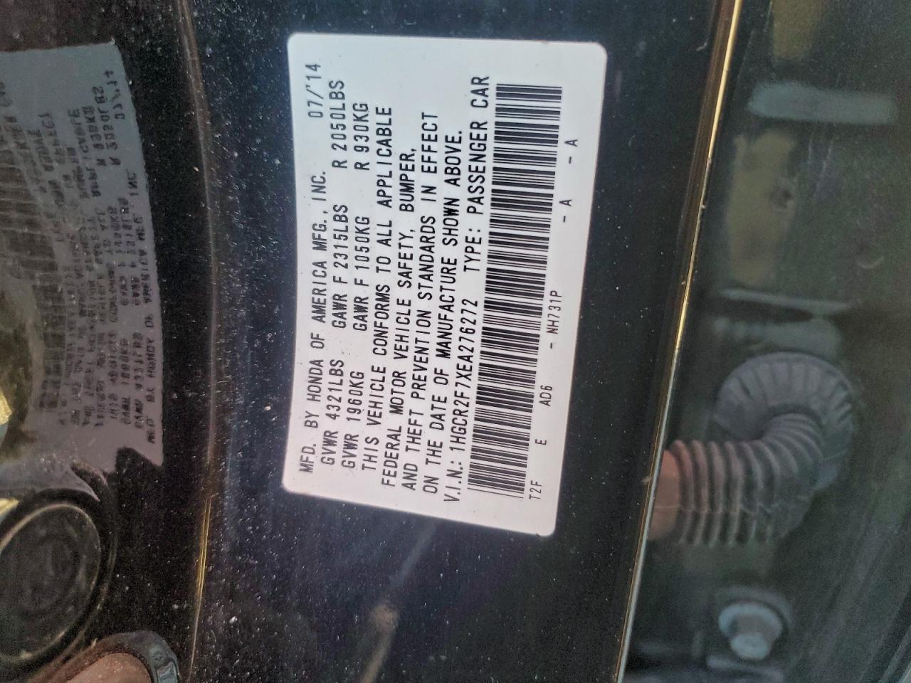 2014 HONDA ACCORD EX photo 12