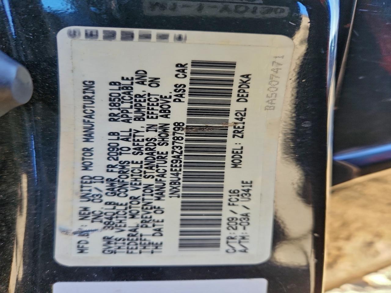 2010 TOYOTA COROLLA BASE photo 12