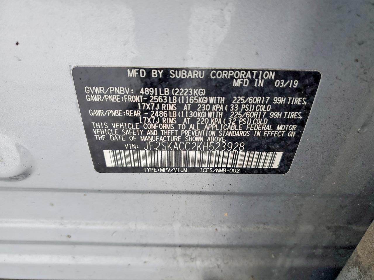 2019 SUBARU FORESTER photo 13