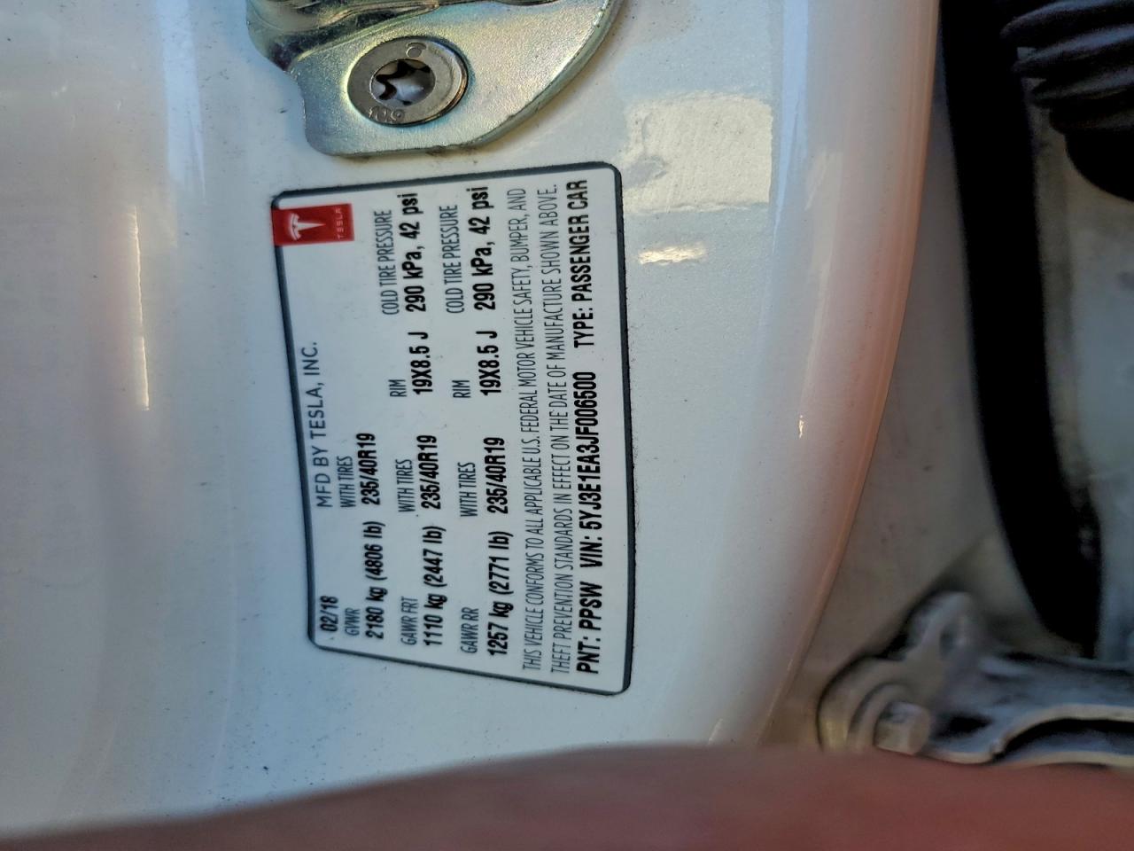 2018 TESLA MODEL 3 photo 12