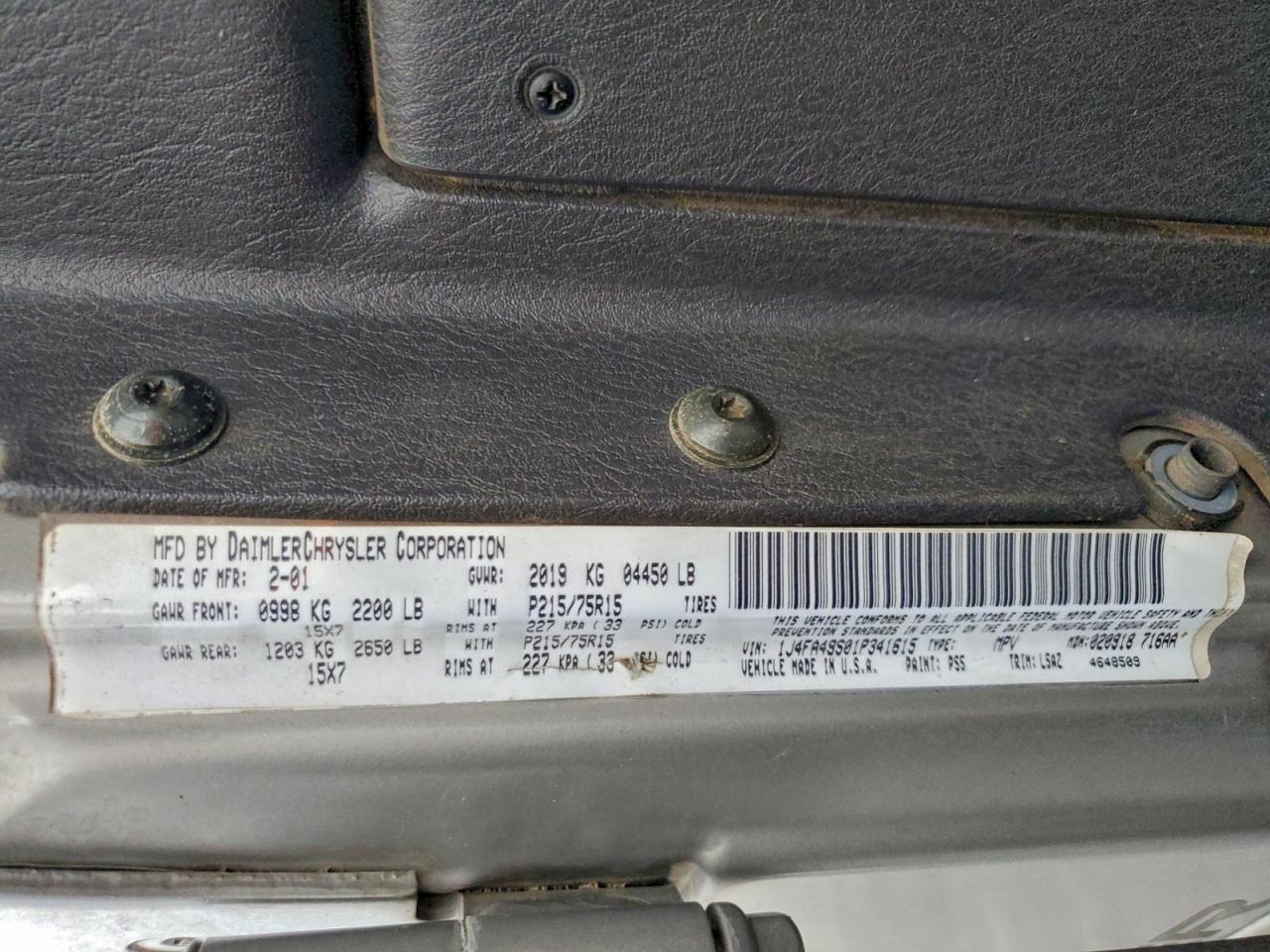 2001 JEEP WRANGLER / TJ SPORT photo 13