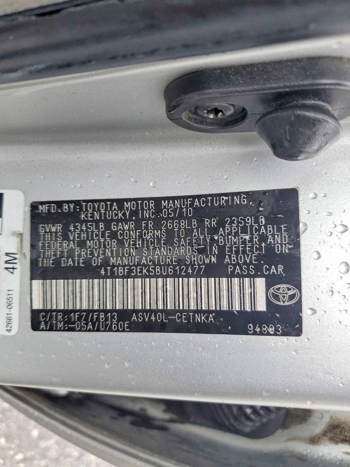 2011 TOYOTA CAMRY BASE photo 12
