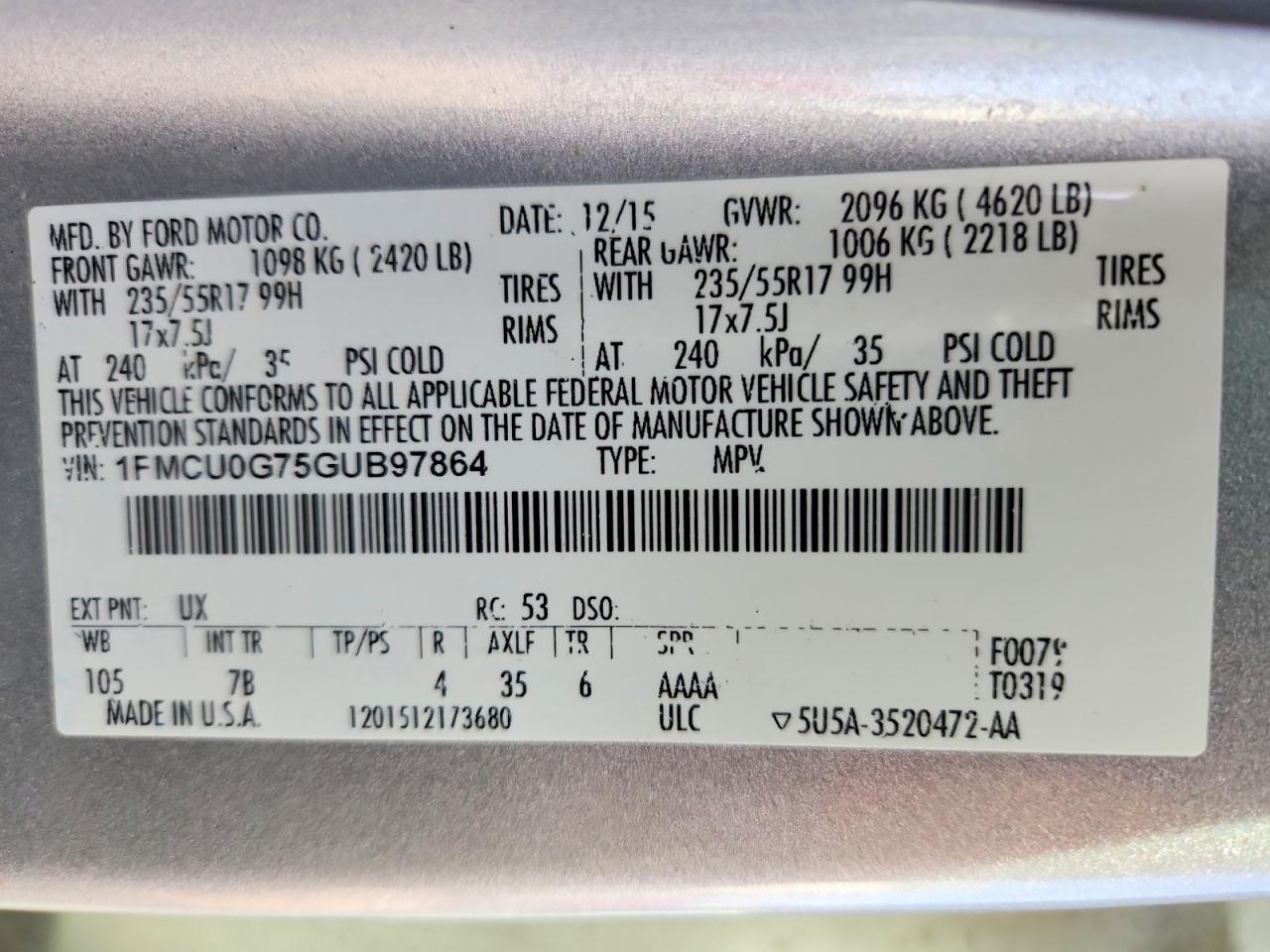 2016 FORD ESCAPE SE photo 13