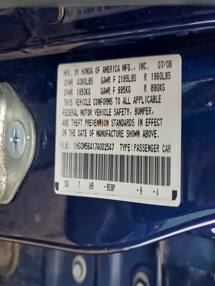 2007 HONDA ACCORD LX photo 12