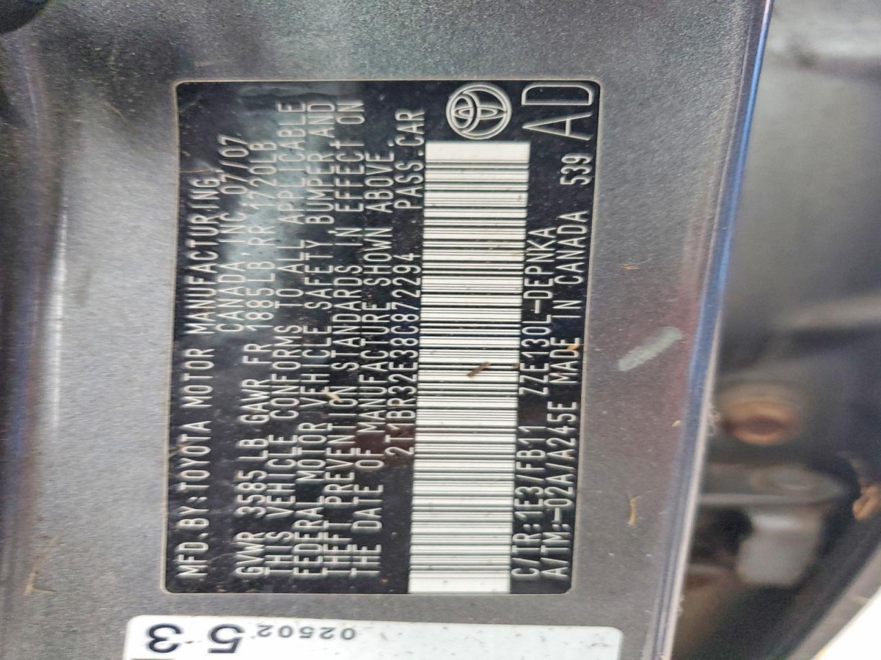 2008 TOYOTA COROLLA CE photo 12