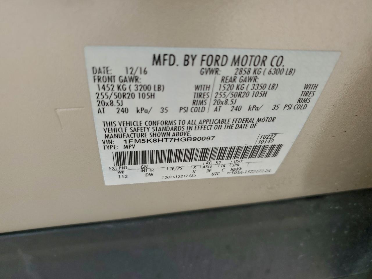 2017 FORD EXPLORER PLATINUM photo 13