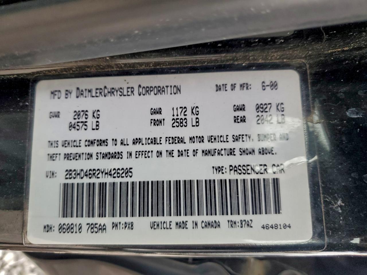 2000 DODGE INTREPID photo 12