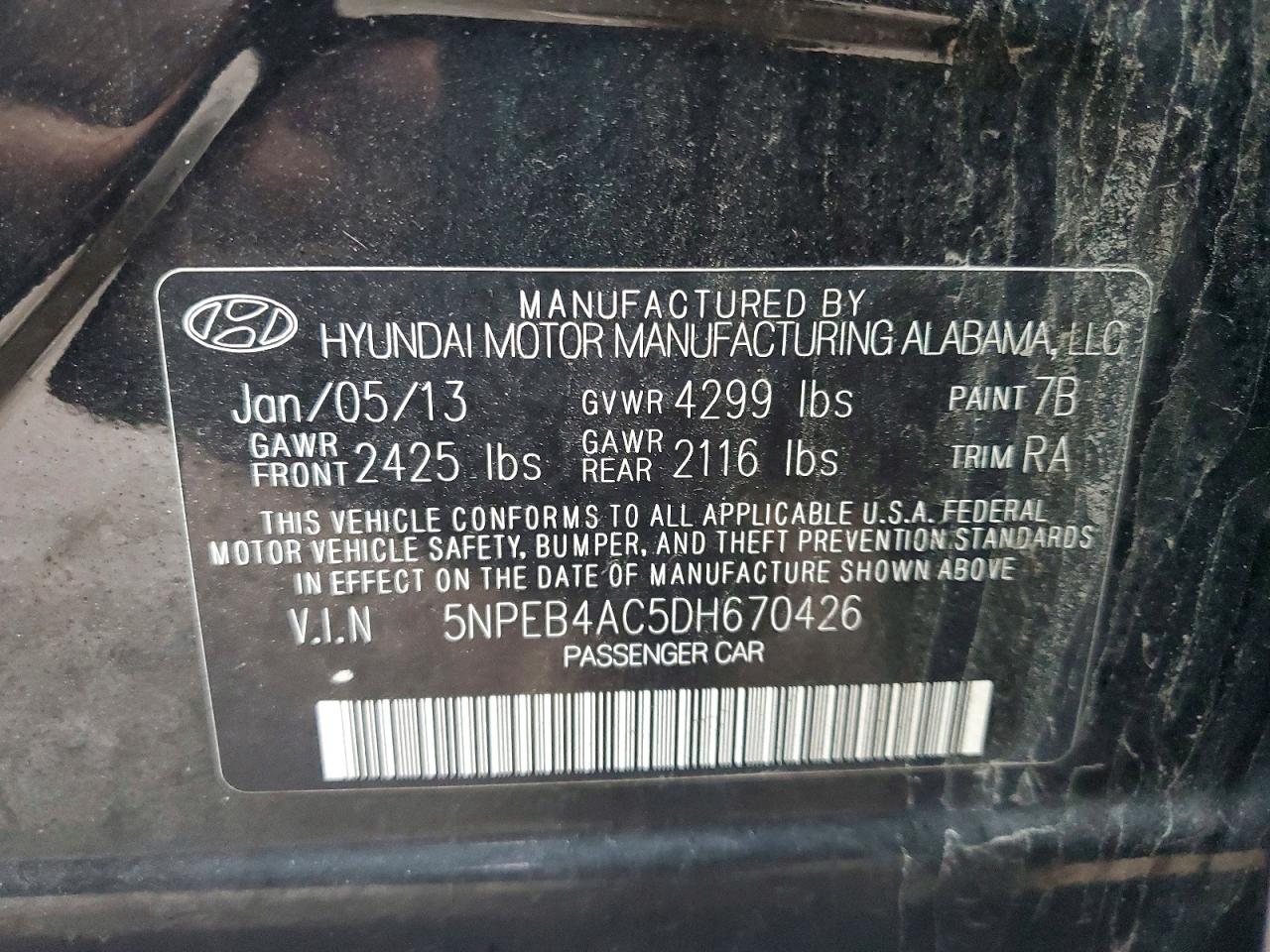 2013 HYUNDAI SONATA GLS photo 12
