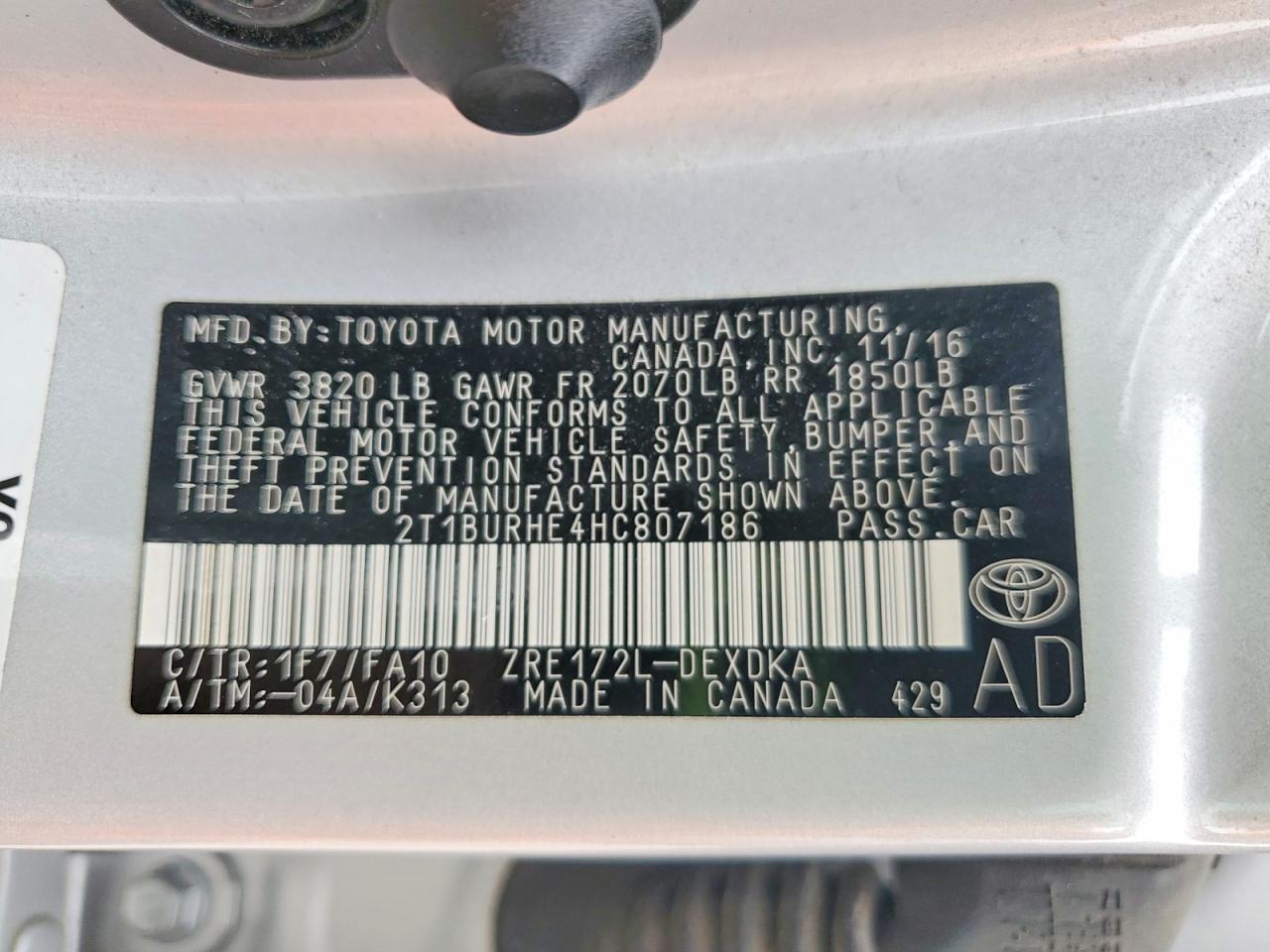 2017 TOYOTA COROLLA L photo 12