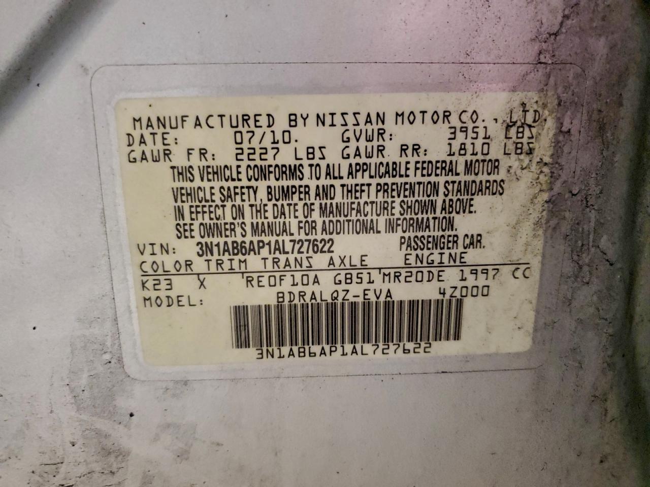 2010 NISSAN SENTRA 2.0 photo 13