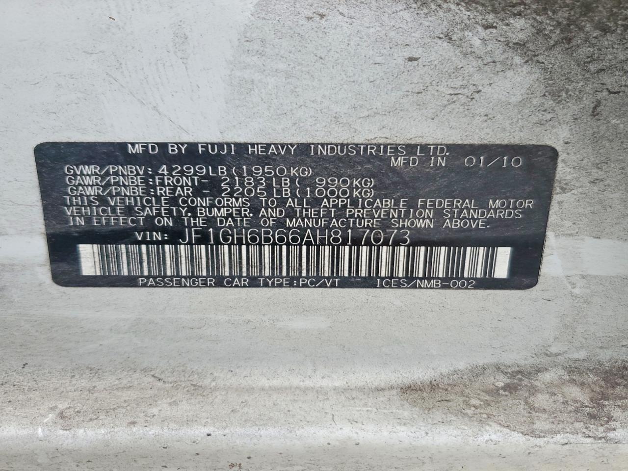 2010 SUBARU IMPREZA 2.5I PREMIUM photo 12