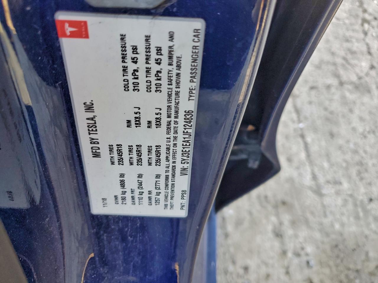 2018 TESLA MODEL 3 photo 12