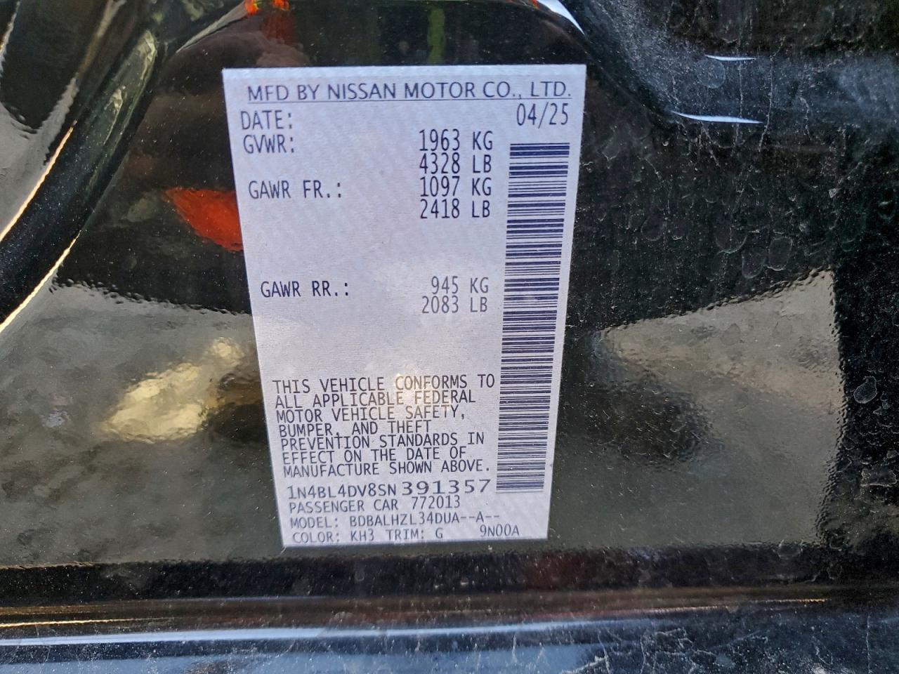 2025 NISSAN ALTIMA SV photo 12