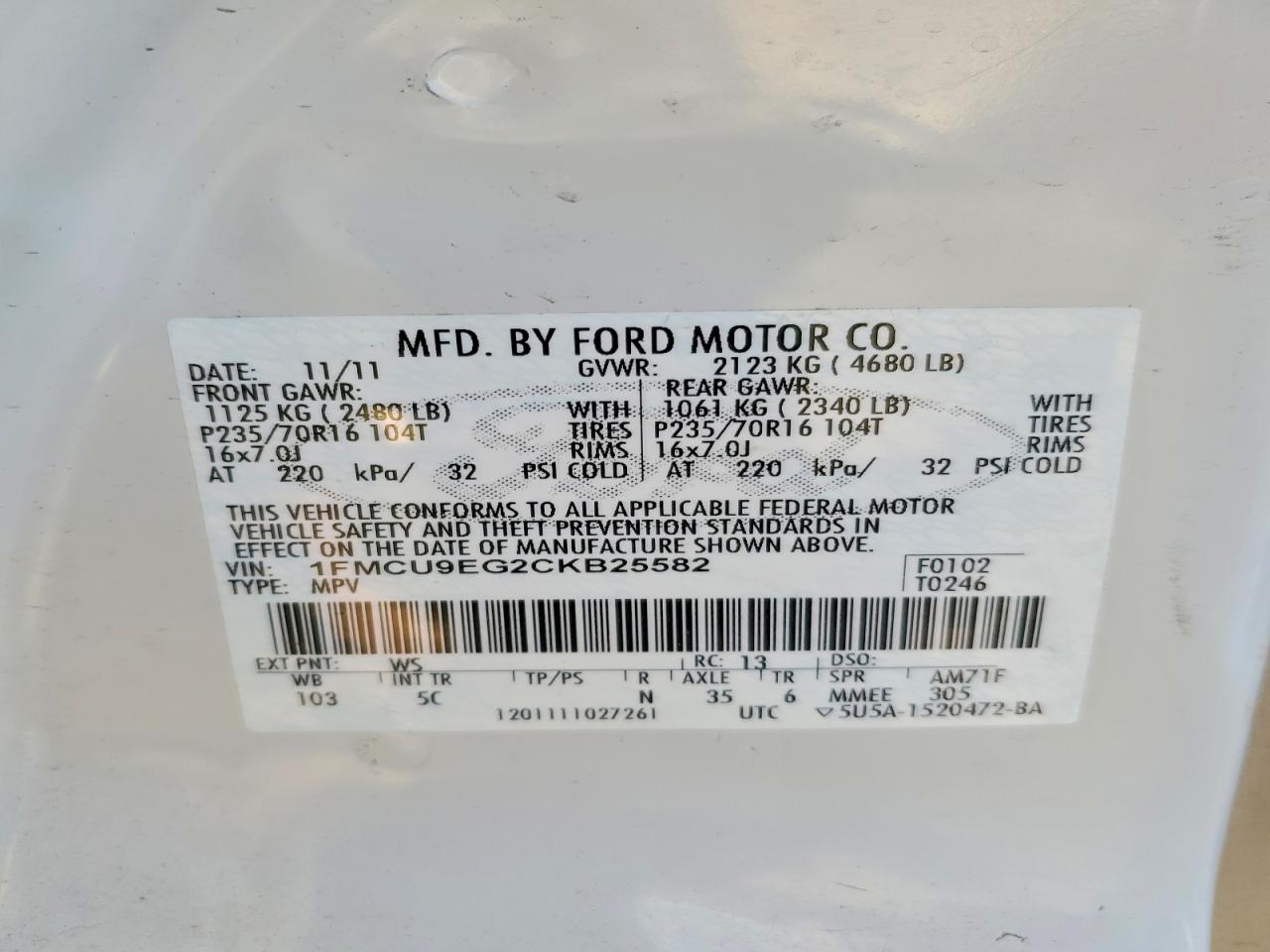2012 FORD ESCAPE LIMITED photo 14