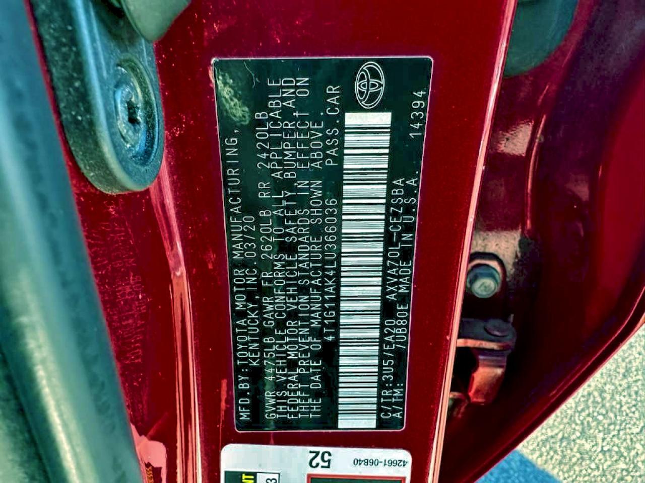 2020 TOYOTA CAMRY SE photo 10