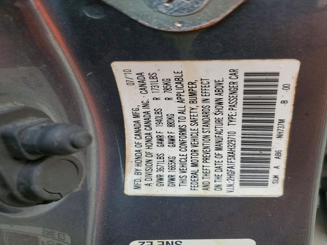 2010 HONDA CIVIC LX photo 12