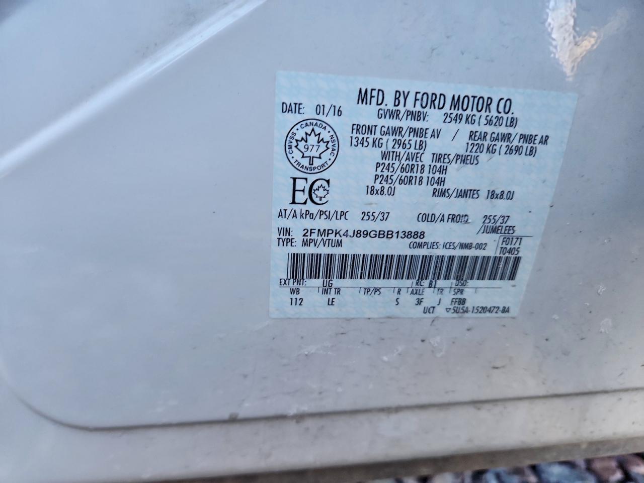 2016 FORD EDGE SEL photo 13