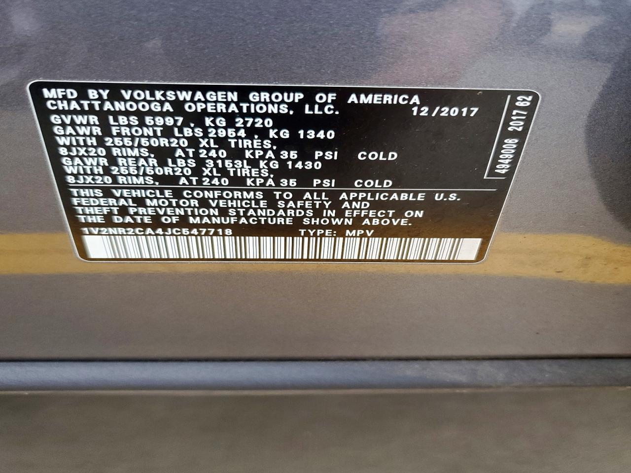 2018 VOLKSWAGEN ATLAS SEL PREMIUM photo 13