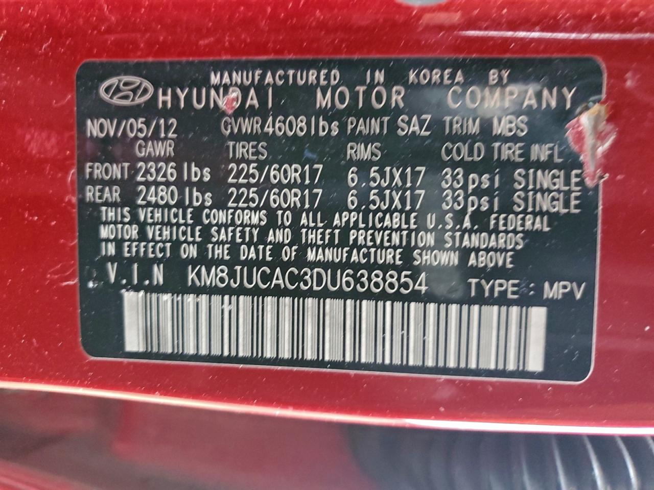 2013 HYUNDAI TUCSON GLS photo 12