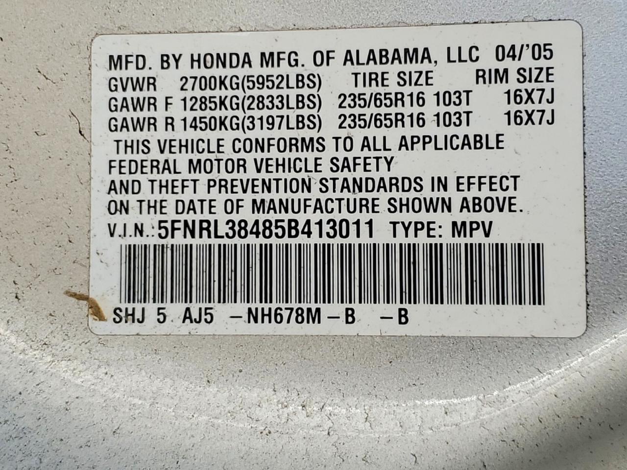 2005 HONDA ODYSSEY EX photo 13
