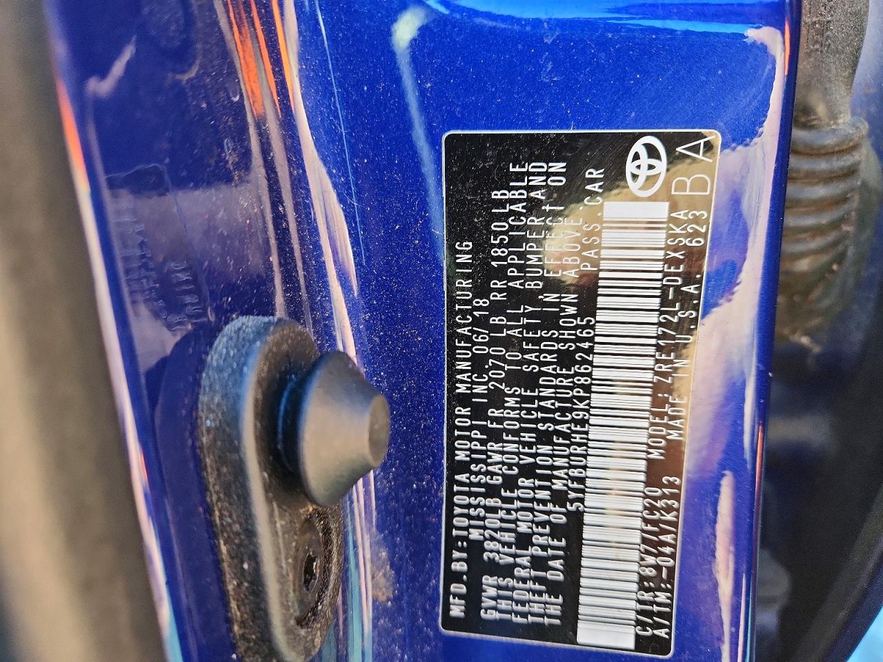 2019 TOYOTA COROLLA L photo 12