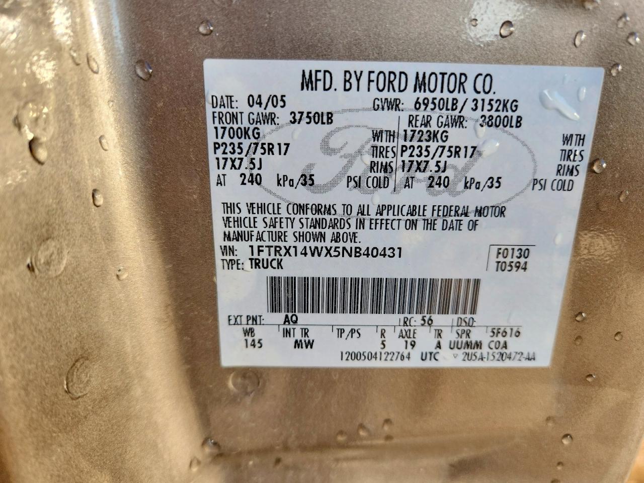 2005 FORD F150 photo 12